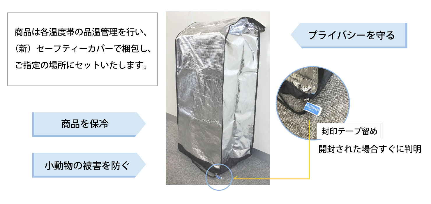 荷受けができなくても安心のお届け方法「セーフティベルト」「保冷容器」「セーフティカバー」